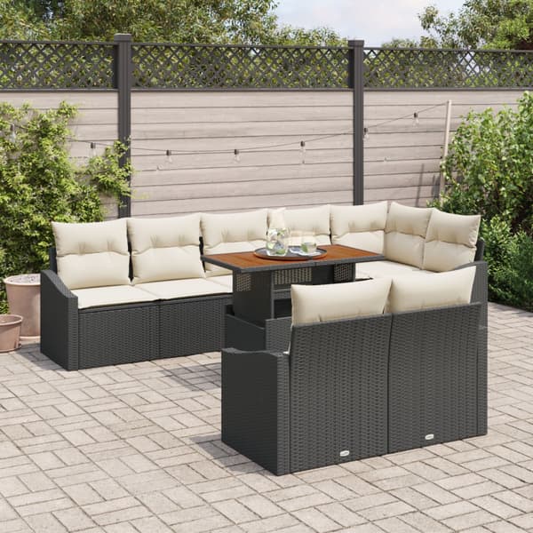 Trädgårdsoffset med lagring 9 pcs Svart Poly rattan