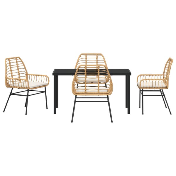 Trädgårdsmöbelset 5 pcs Brun konstrotting