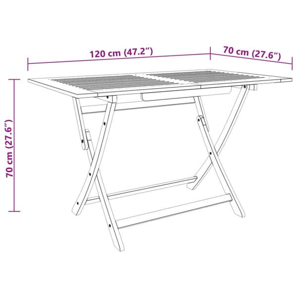 Hopfällbart trädgårdsbord 120x70x75 cm massivt eukalyptusträ