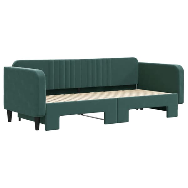 Dagbädd utdragbar mörkgrön 90x200 cm sammet