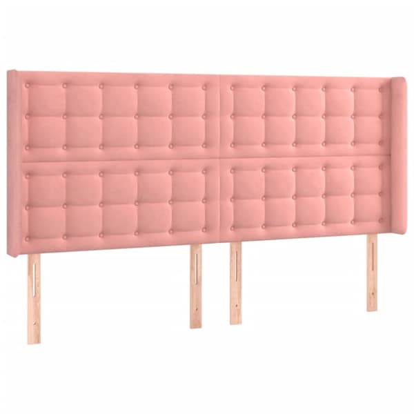 Ramsäng med madrass rosa & LED 200x200 cm sammet