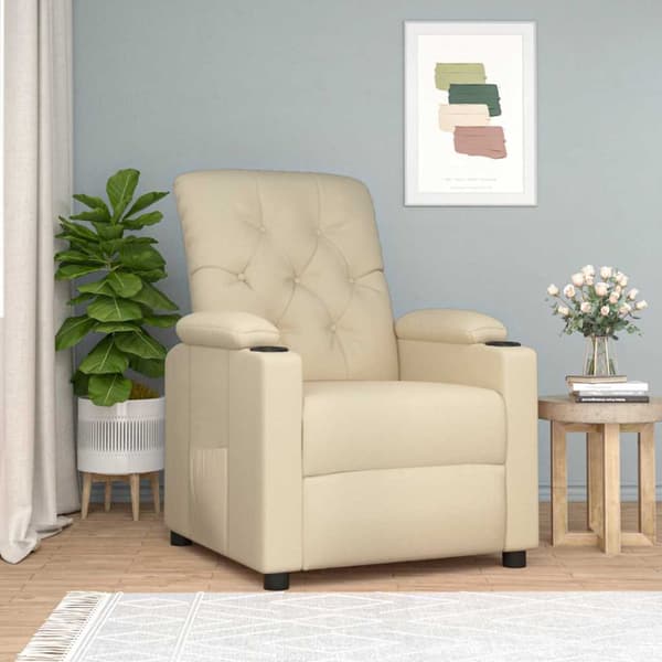 Reclinerfåtölj gräddvit tyg