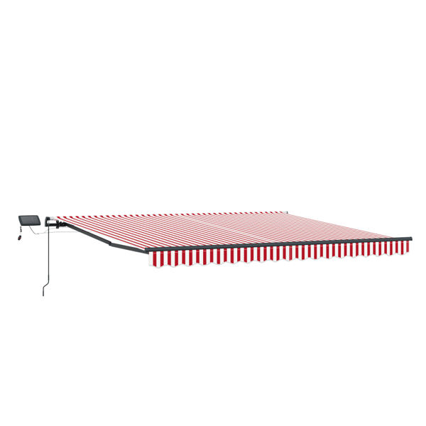 Utfällbar markis Röd och vit 450 ×350 cm tyg