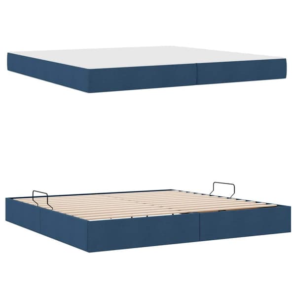 Förvaringssäng med madrass Blå 200 x 200 cm Polyester