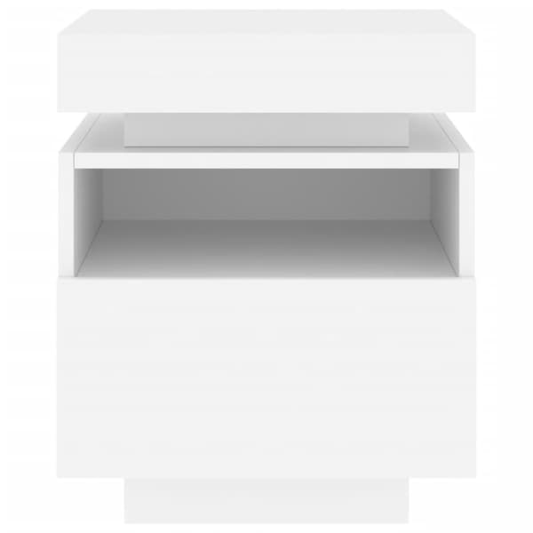 Sängbord med LED-belysning vit 40x39x48,5 cm