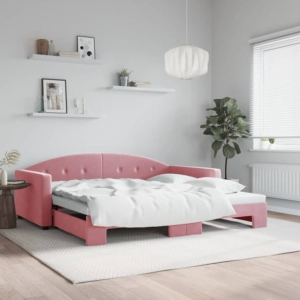 Dagbädd utdragbar rosa 100x200 cm sammet