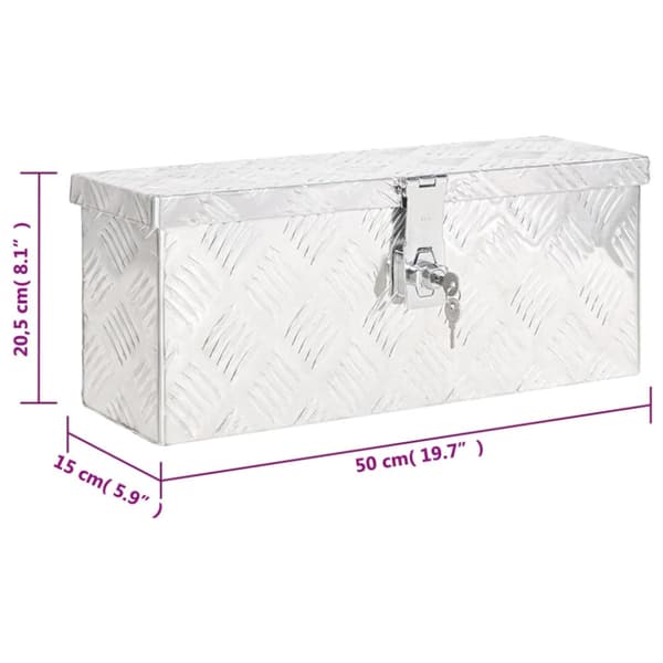 Förvaringslåda silver 50x15x20,5 cm aluminium