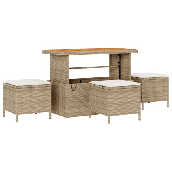 Trädgårdsoffset med kudde 10 pcs Beige konstrotting