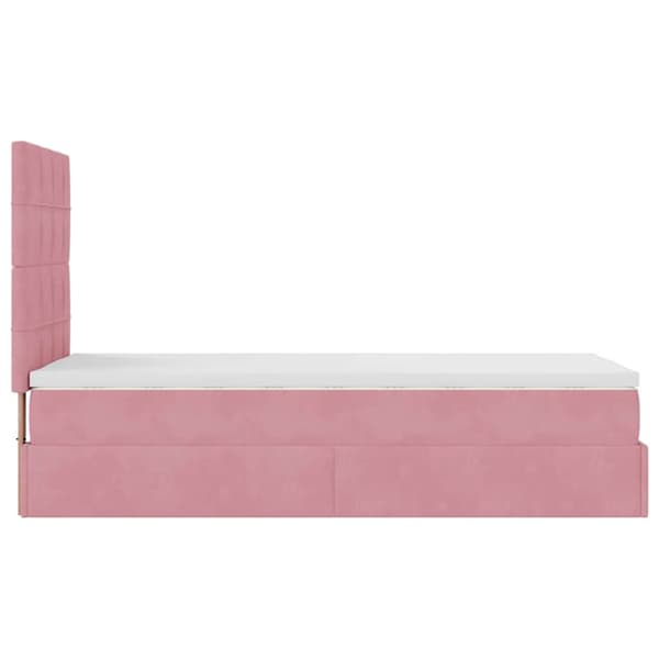 Ottoman sängram med madrasser rosa 90x190 cm sammet