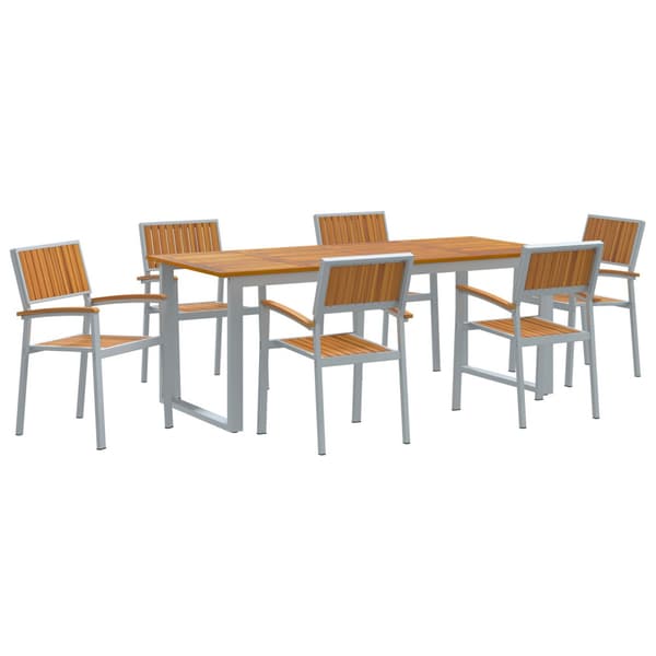 Trädgårdsmöbelset 7 pcs Grå Massivt Akaciaträ