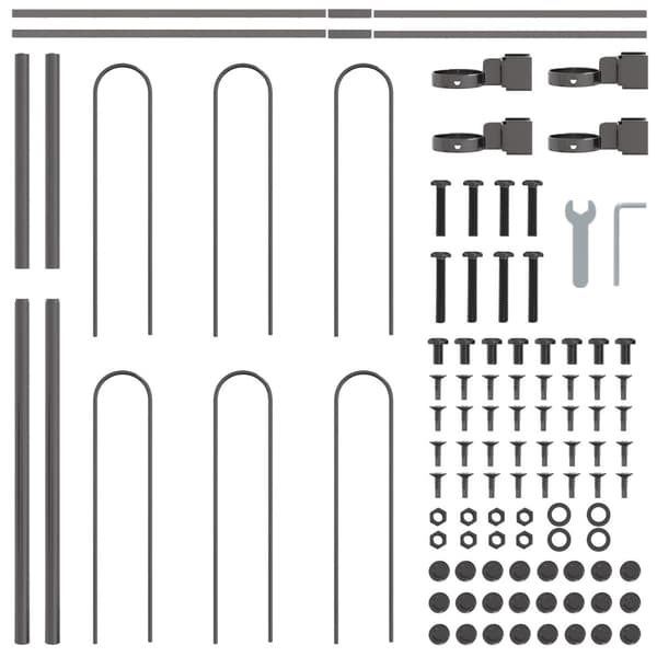 Trädgårdsstängsel 7 pcs Grå 11,9 x 1,2 m Pulverlackerad stål