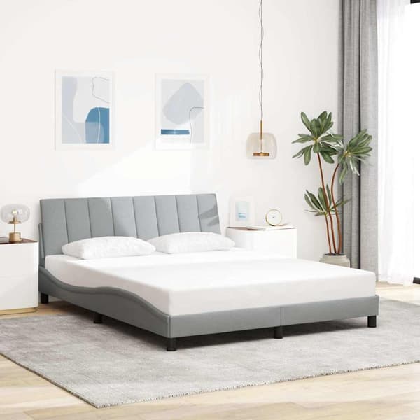 Bed Frame without Mattress "Hanko" Light Grey 160x200cm Fabric