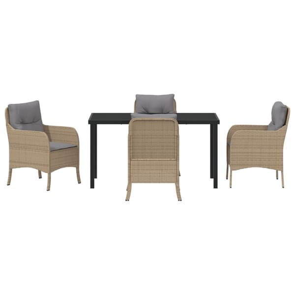 Trädgårdsmöbelset med kudde 5 pcs Beige konstrotting