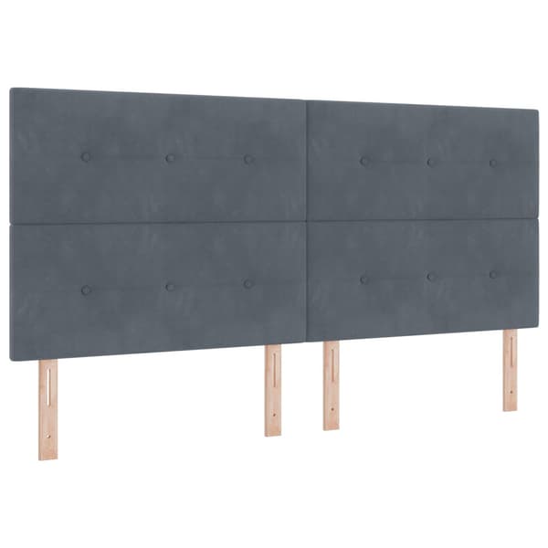 Bäddfjäder med huvudgavel Mörkgrå 200 x 200 cm Sammet