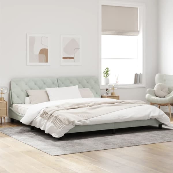Bed Frame with LED without Mattress Light Grey 200x200 cm Velvet