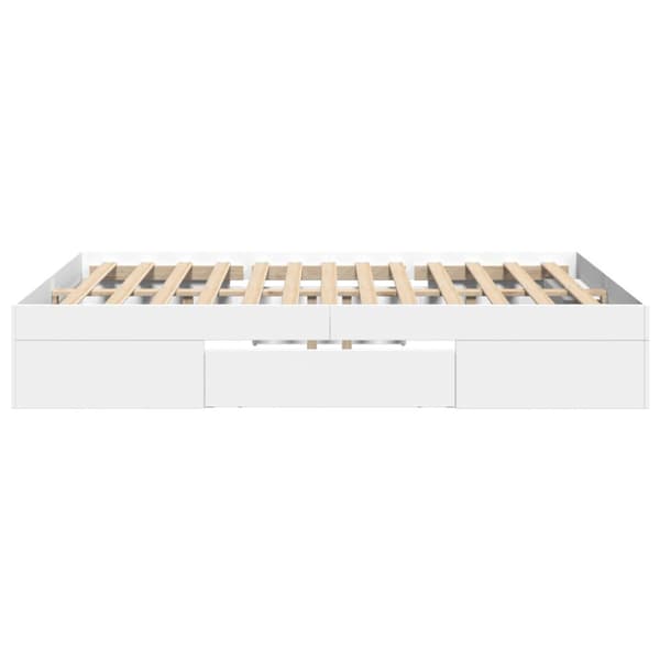 Sängram vit 140x190 cm konstruerat trä