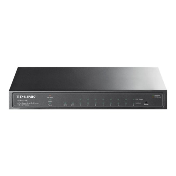 TP-Link TL-SG2210P 8-Port Gigabit Smart PoE Switch with 2 SFP Slots - switch - 8 portar - Administrerad Svart