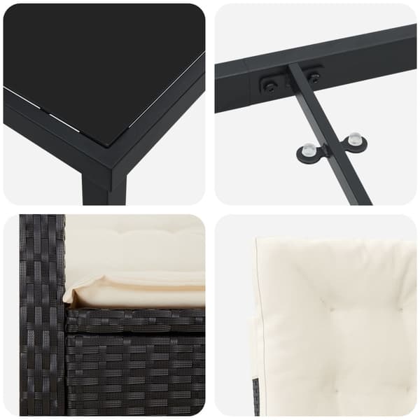 Trädgårdsmöbelset med kudde 9 pcs Svart konstrotting