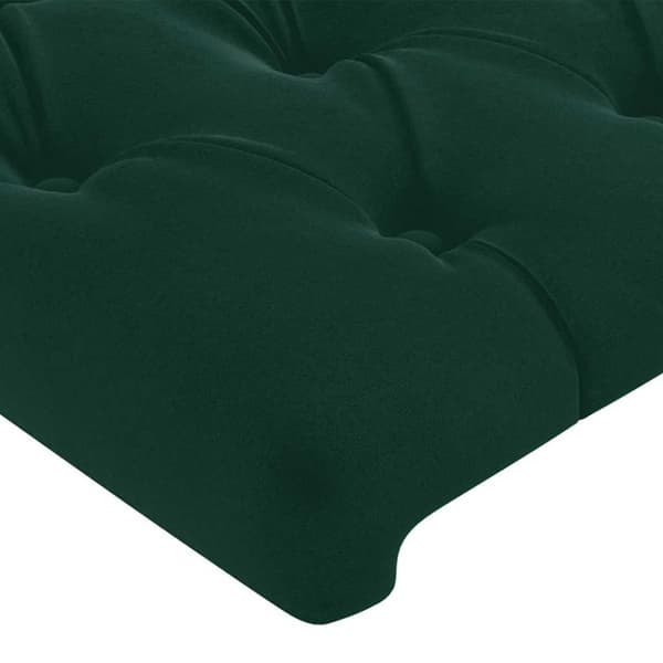 Sänggavel LED mörkgrön 183x16x118/128 cm sammet