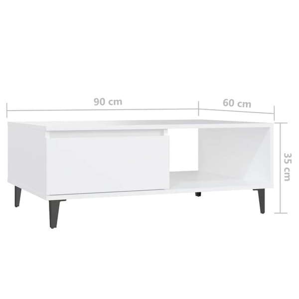 Soffbord vit 90x60x35 cm konstruerat trä