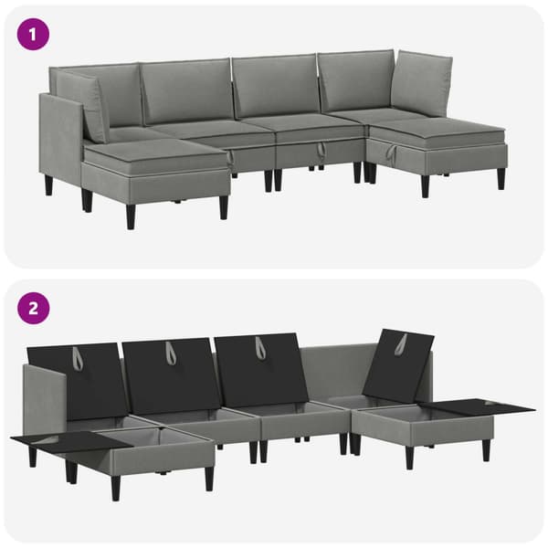 Möbelset för vardagsrummet 6 pcs Mörkgrå Tyg