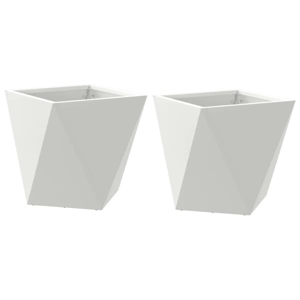 Planteringskärl 2 pcs Vit 30 x 30 x 30 cm Stål