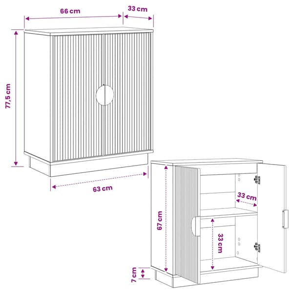 Sideboard VENRAY Vit 66 x 33 x 77,5 cm Konstruerat trä