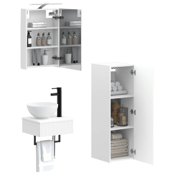 Badrumsskåpsset 4 pcs Vit 40 x 10,5 x 60,5 cm Konstruerat trä