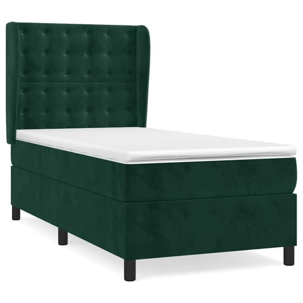 Ramsäng med madrass mörkgrön 80x200 cm sammet