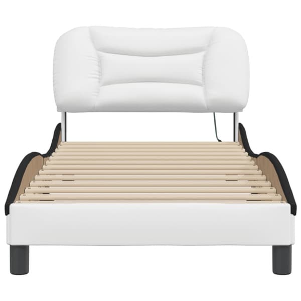 Bed Frame with LED without Mattress "Hvar" White and Black 90x190 cm