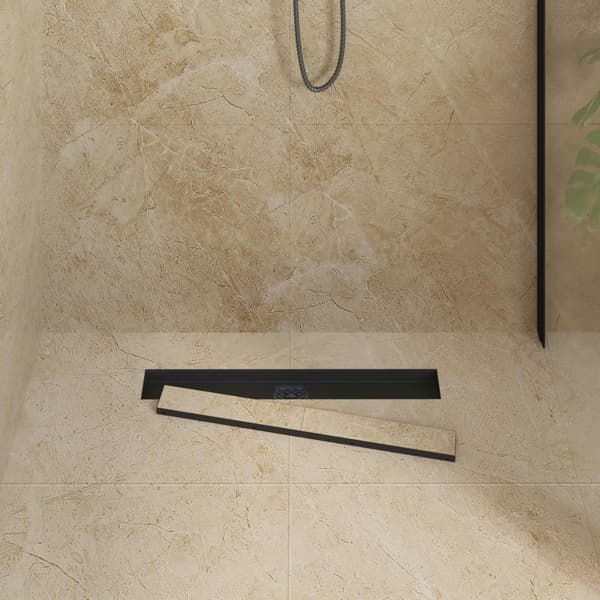 Duschavlopp 2-i-1 med 360° Siphon Svart 60 cm