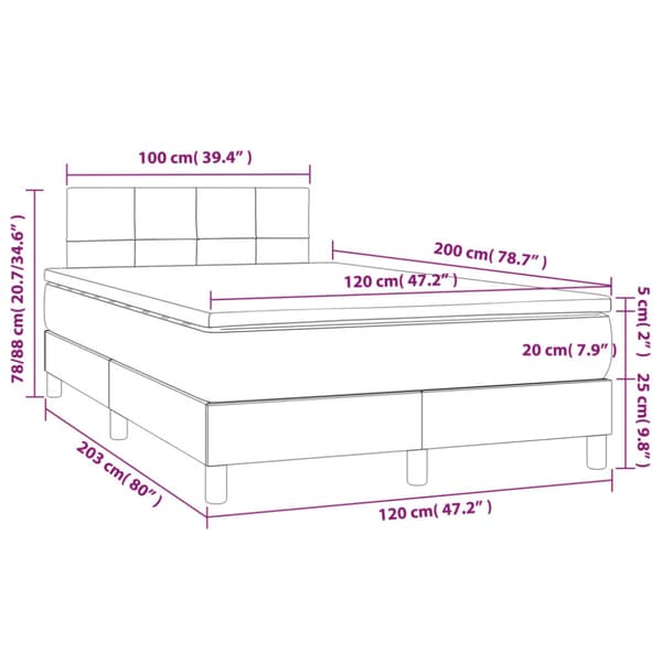 Ramsäng med madrass ljusgrå 120x200 cm sammet