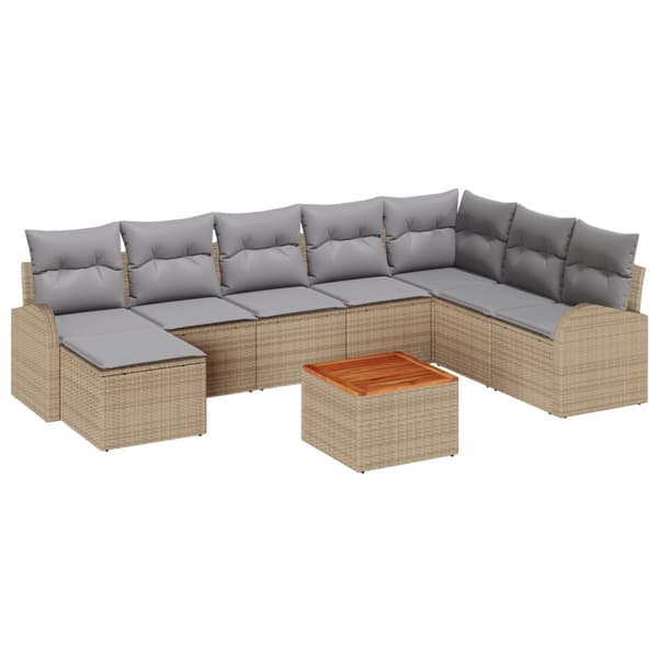 Trädgårdsoffset 9 pcs Beige och Ljusgrå konstrotting