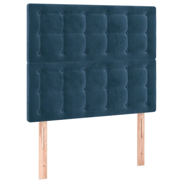 Ramsäng med madrass & LED mörkblå 90x190 cm sammet
