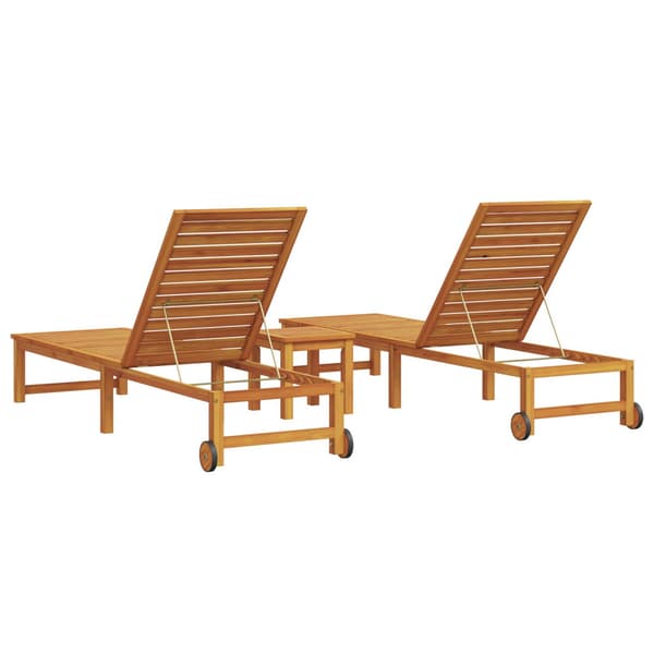 Solstol Reclining 3 pcs Brun Massivt Akaciaträ