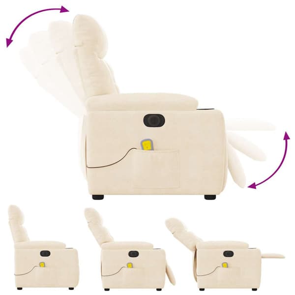 Elektrisk massagefåtölj beige mikrofibertyg
