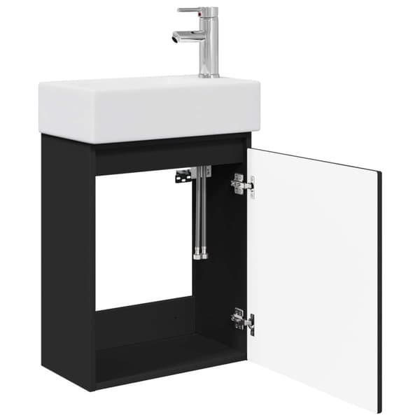 Badrumsspegel med kran Svart 45,5 x 25,5 x 84 cm