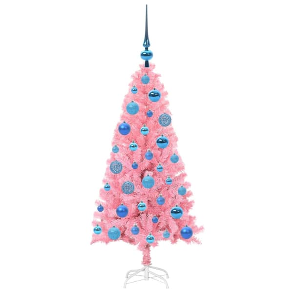 Julgran med 150 LED-lampor med stativ Rosa 120 cm PVC