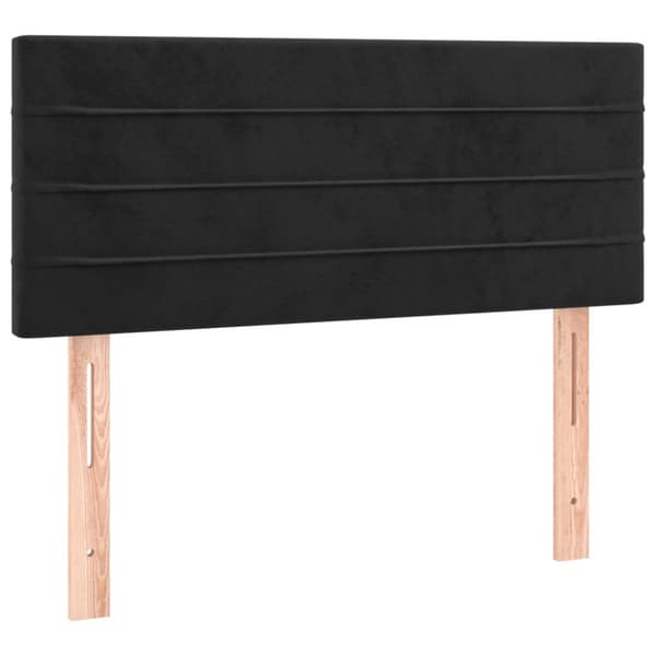 Ramsäng med madrass svart 90x190 cm sammet