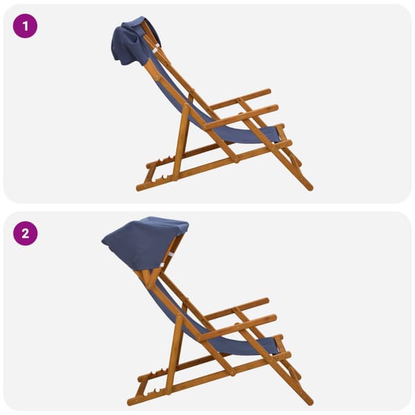 Deck Chair 4 st 3 Position Massiv Eukalyptus Trä Blå