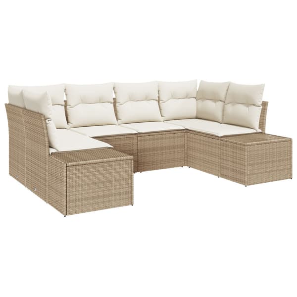 Trädgårdsoffset 6 pcs Beige och gräddfärgad Poly rattan