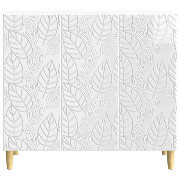 Sideboard Vit högglans 89 x 34,5 x 80 cm Konstruerat trä