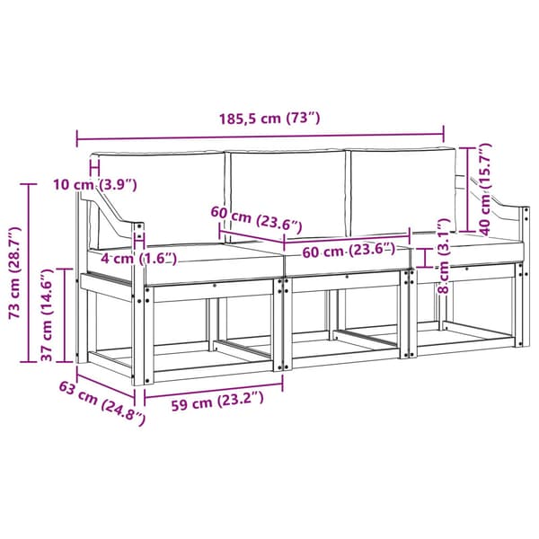 Utomhussoffset 3 pcs