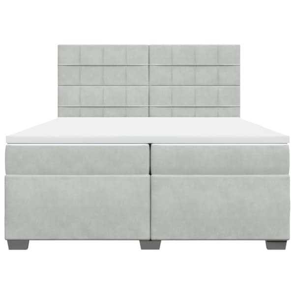 Ramsäng med madrass ljusgrå 200x200 cm sammet