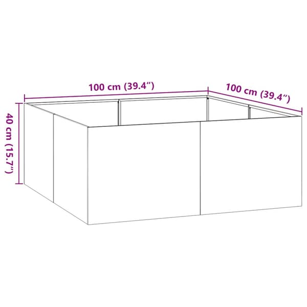 Planteringskärl vit 100x100x40 cm stål