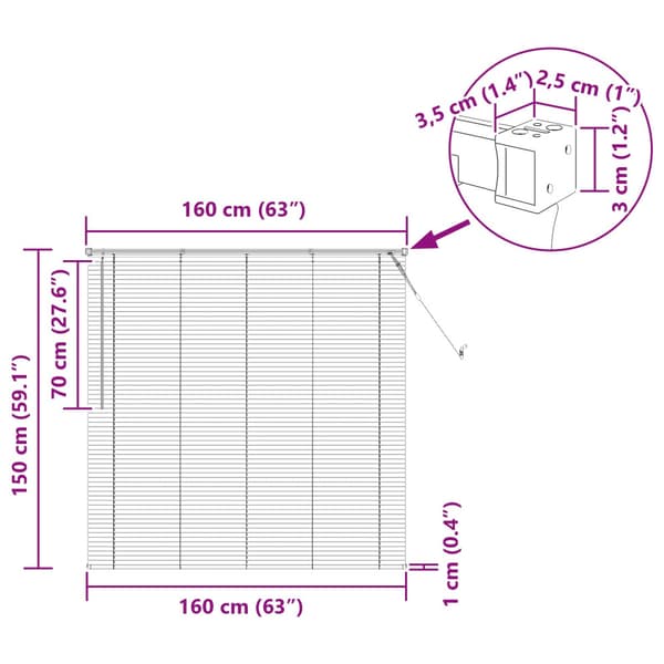 Persienn Mörkbrun 160 x 150 cm PVC