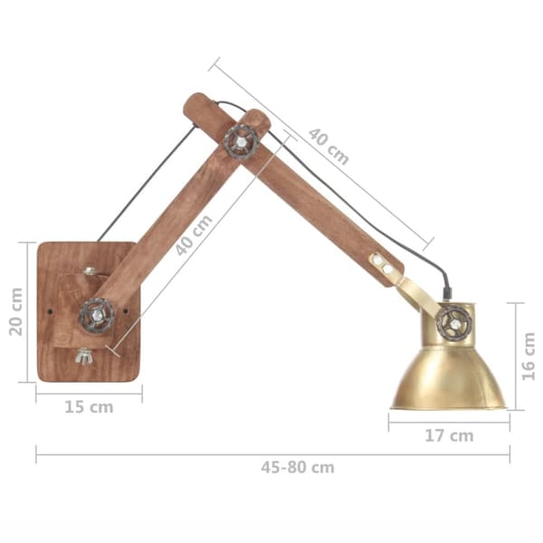 Vägglampa industriell stil mässing rund E27