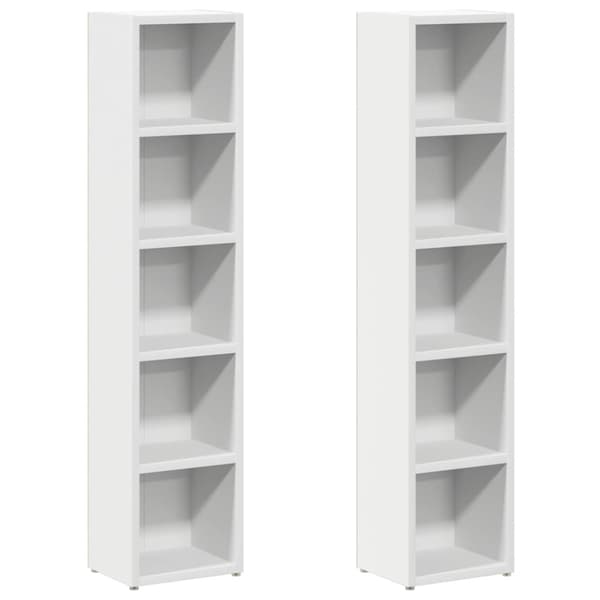 CD-hyllor 2 st vit 21x16x93,5 cm konstruerat trä