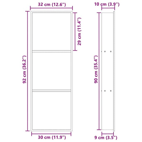 Dusch Nisch Silver 90 x 30 x 9,5 cm Rostfritt stål