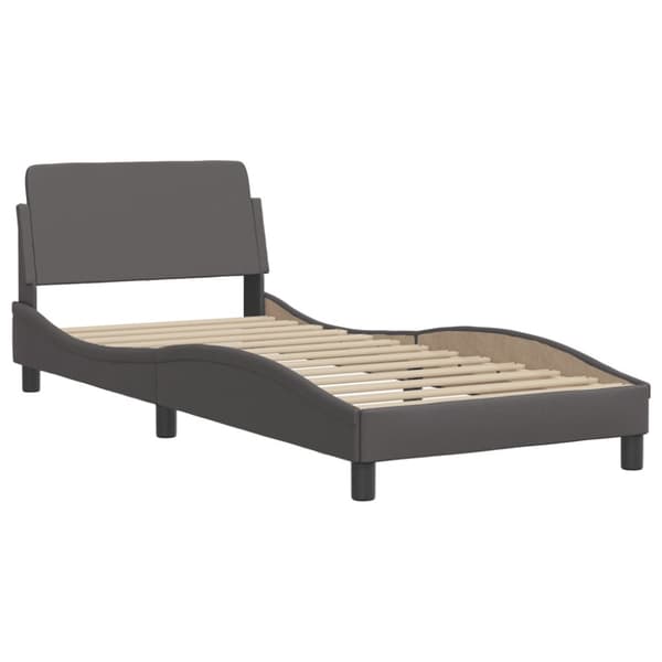 Bed Frame "Viana" with LED without Mattress Grey 90x190 cm